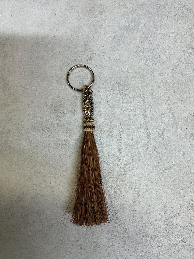 Horse Hair Tassel w/Beads Keychain