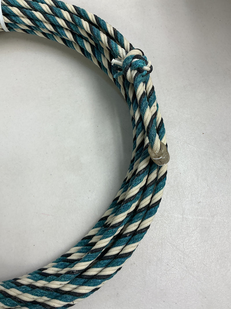 5/16" 60' Waxed Cotton - Teal , Black & White