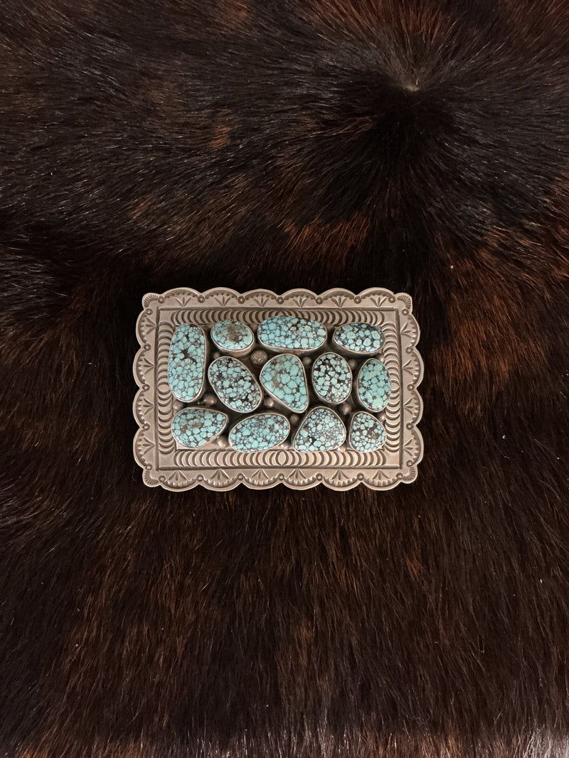 Sterling Silver & Turquoise Belt Buckle