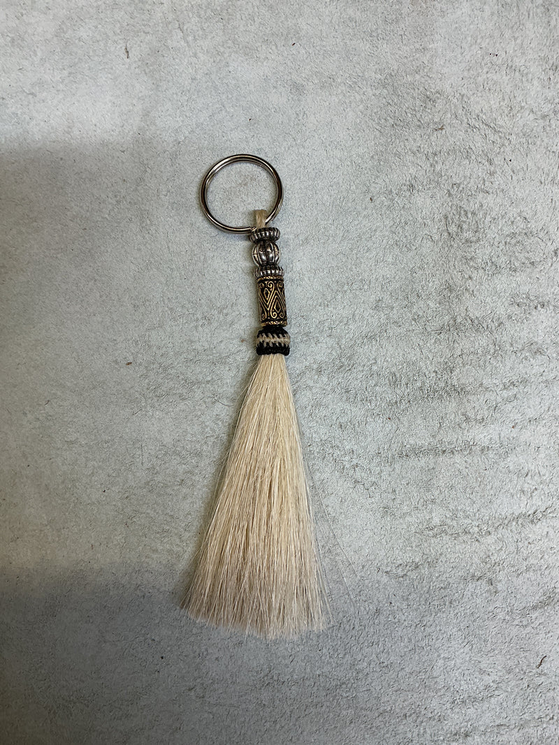 Horse Hair Tassel w/Beads Keychain