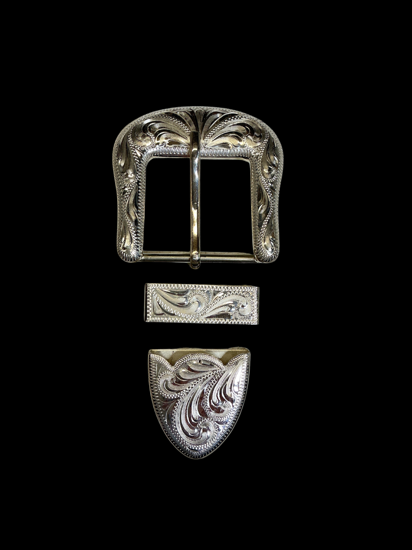 San Antonio Sterling Silver 1 1/2" Belt Buckle Set