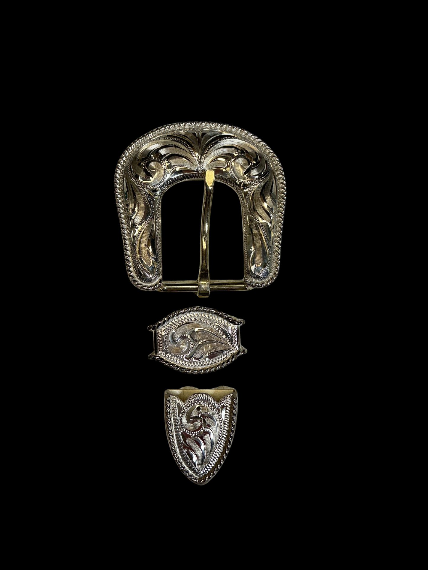 San Antonio Rope Sterling Silver 1" Belt Buckle Set