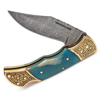 Handcrafted Damascus Skinner Knife w/Sheath