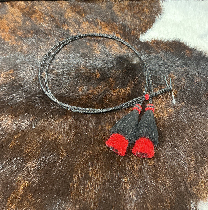 Braided Horsehair Stampede String w/Colored Horsehair Tassels