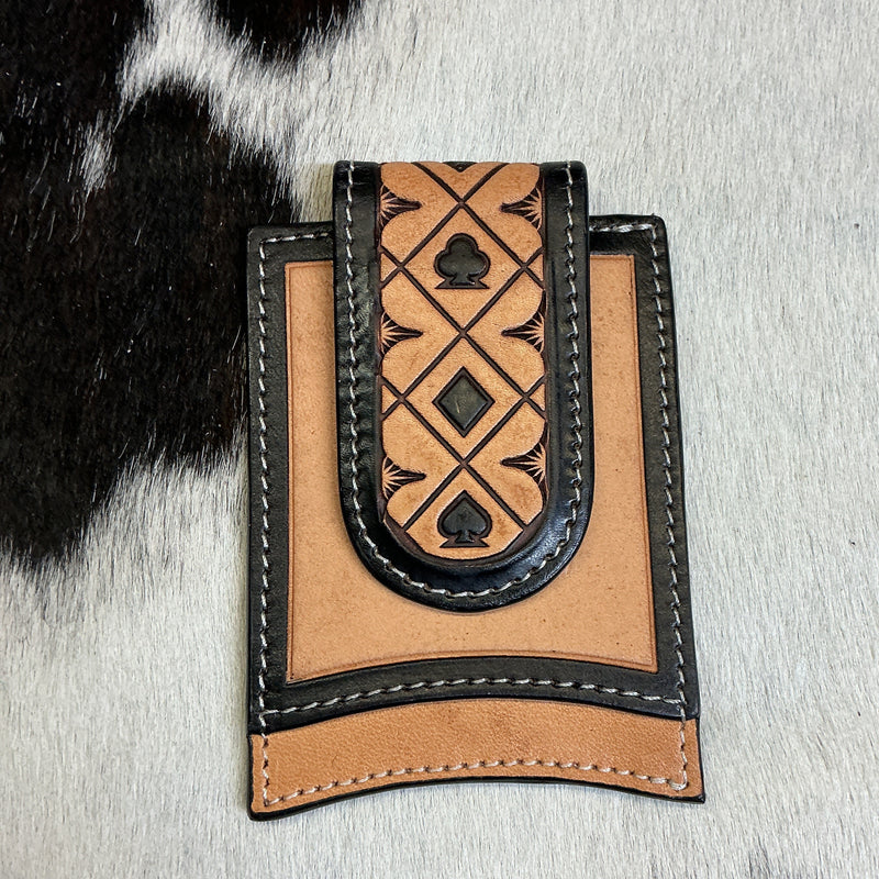 Magnetic Money Clip Wallet w/Card Suits