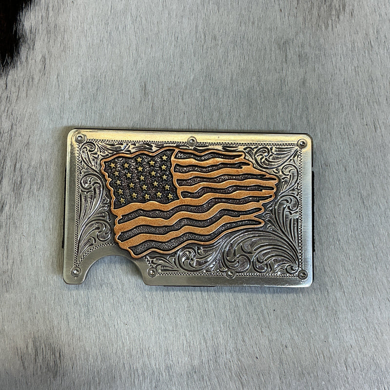 Carbon Fiber RFID Blocking Wallet w/Distressed Flag