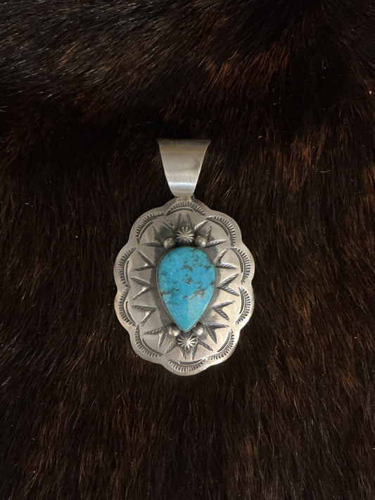 Sterling Silver w/Pear Cut Turquoise Pendant