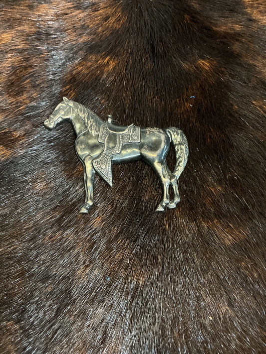 Vintage Small Sterling Silver Saddle Horse Pin