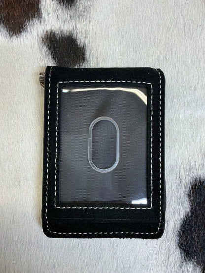 Black Leather Wallet w/Money Clip
