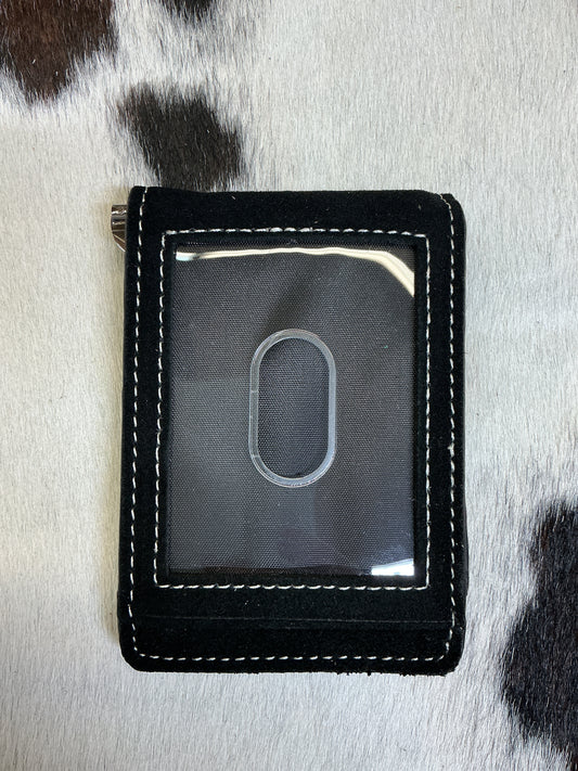 Black Leather Wallet w/Money Clip