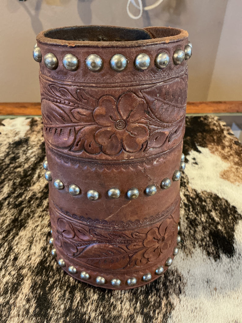 Vintage Leather Cuffs w/silver spots