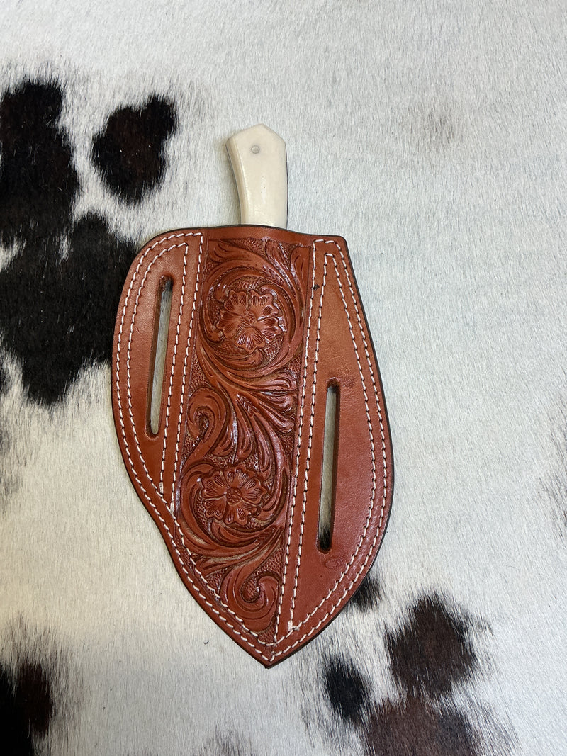 Bleached Bone Damascus Skinner
