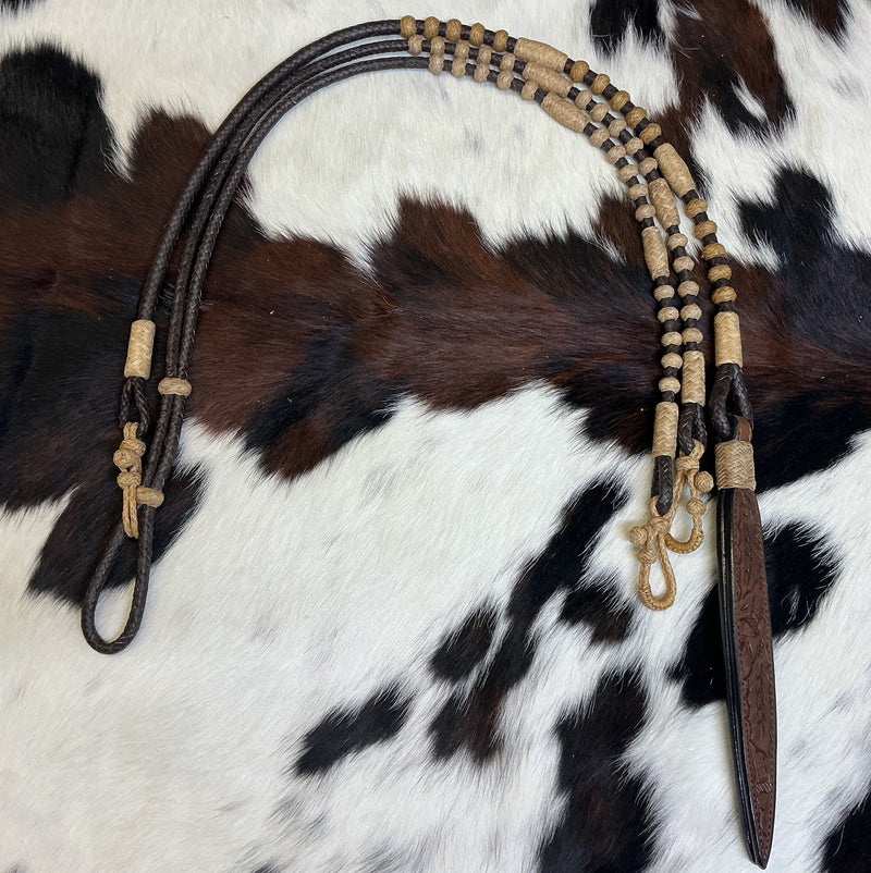 12 Plait Oklahoma Chocolate Reins & Romal