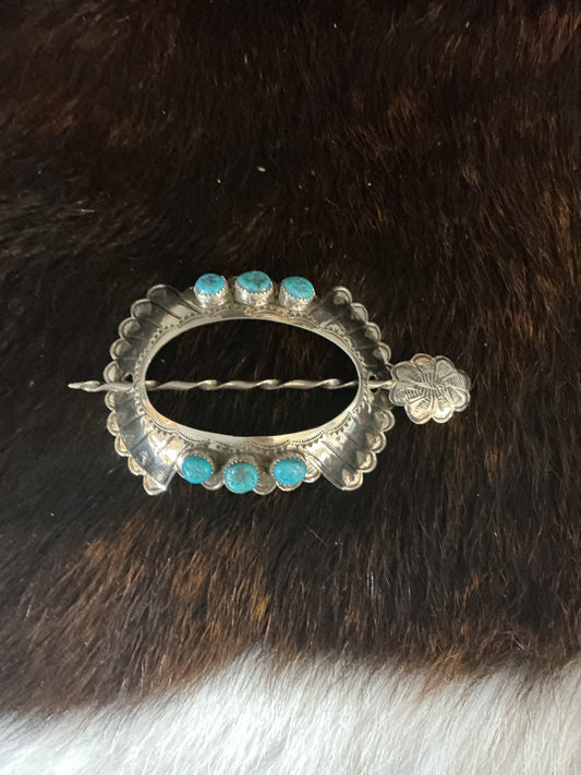 Stamped Sterling Silver Hair Pick Barrette