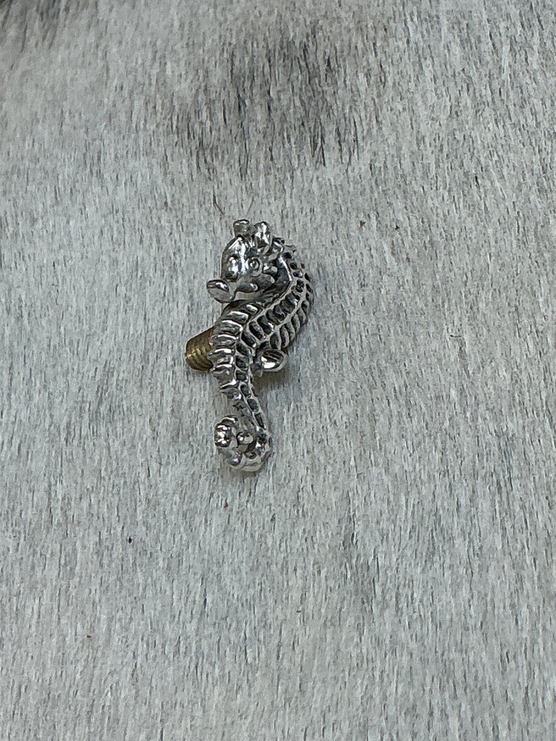Sterling Silver 5/8" Seahorse Bolt Back Concho
