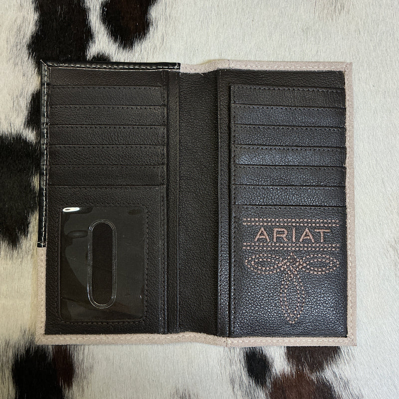 Rough Out w/Floral Checkbook Wallet