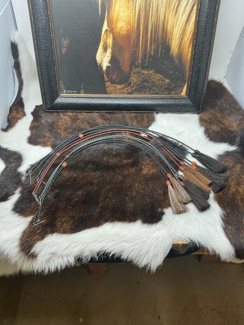 Braided Leather Stampede String w/Horsehair Tassels