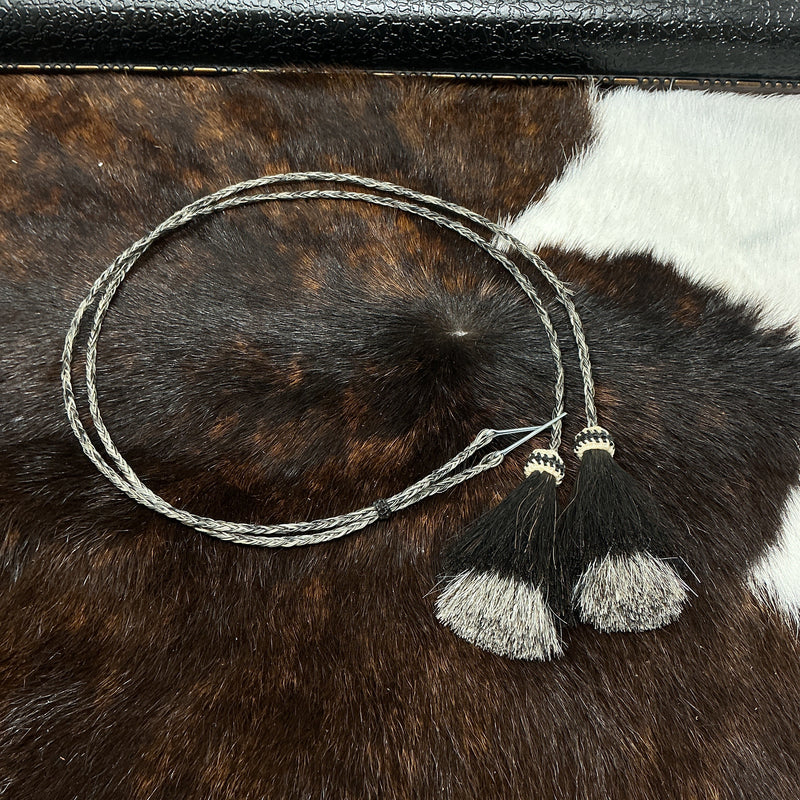 Braided Horsehair Stampede String w/Colored Horsehair Tassels