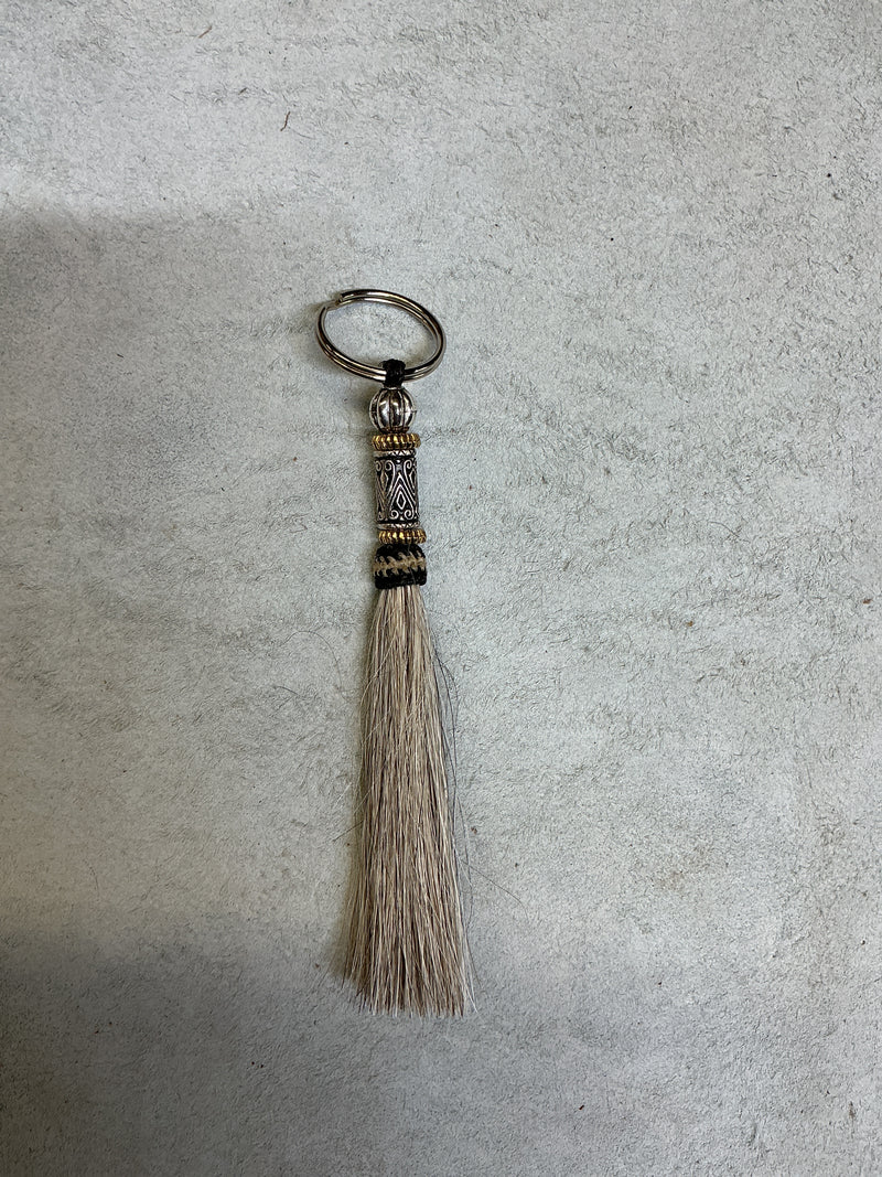 Horse Hair Tassel w/Beads Keychain