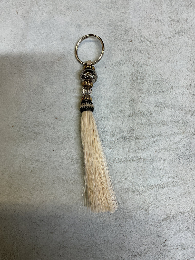 Horse Hair Tassel w/Beads Keychain