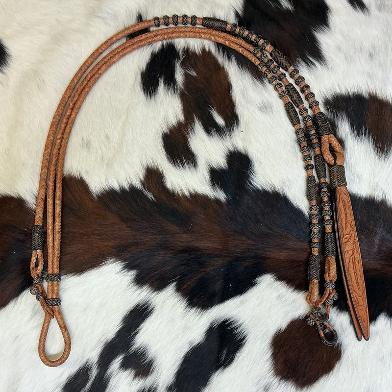 12 Plait 52" Chestnut Oklahoma Reins & Romal