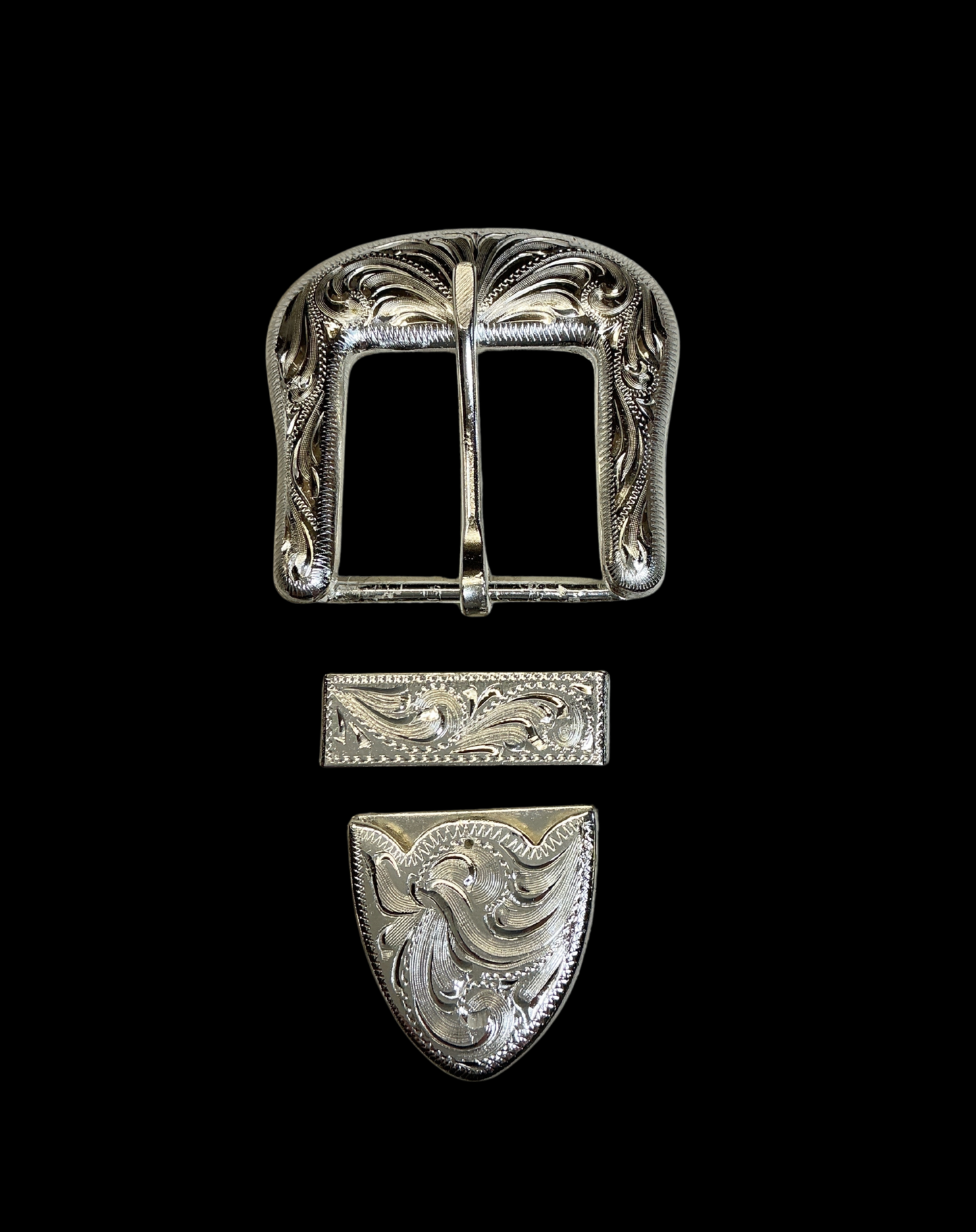 San Antonio 1 1/2" Belt Buckle Set - Silver Plate