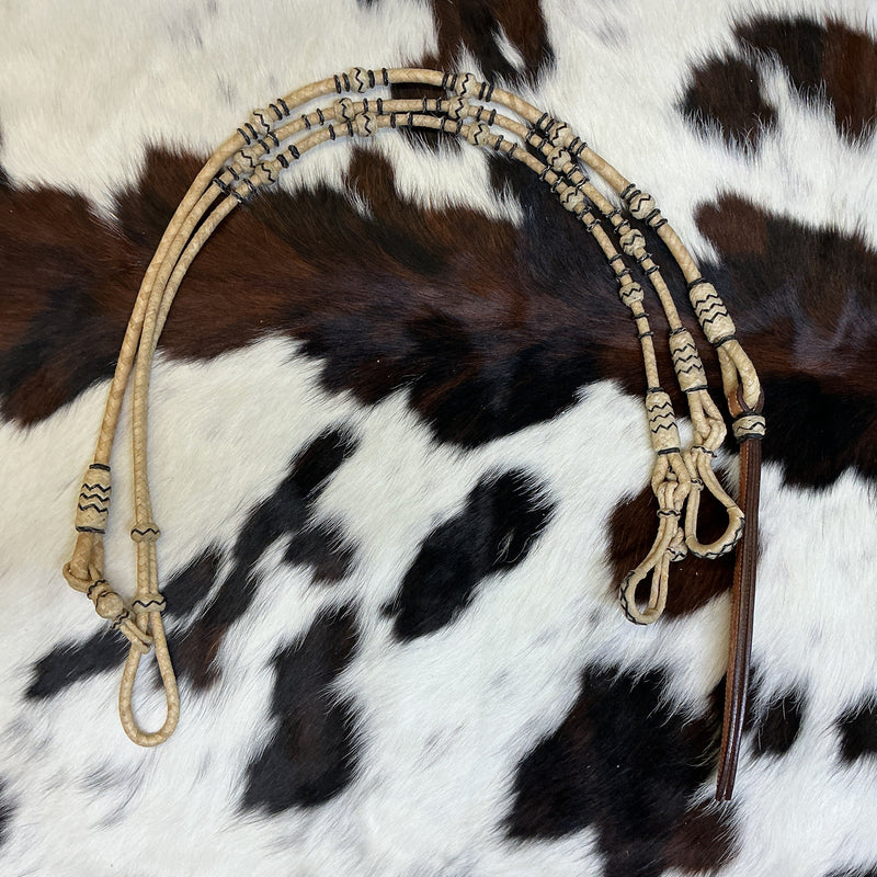 8 Plait Cowboy Accented Reins & Romal