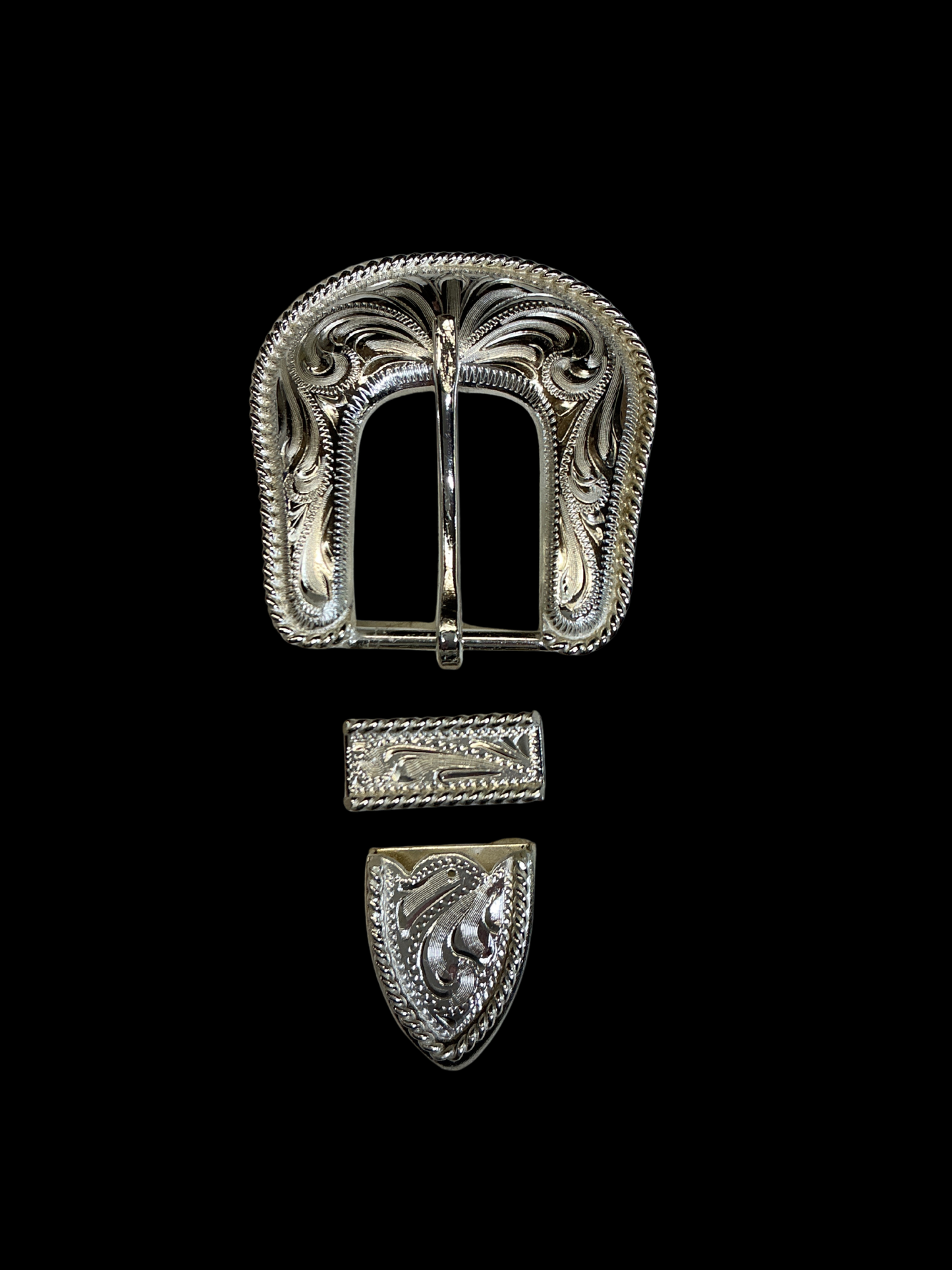 San Antonio Rope 1" Belt Buckle Set - Silver Plate