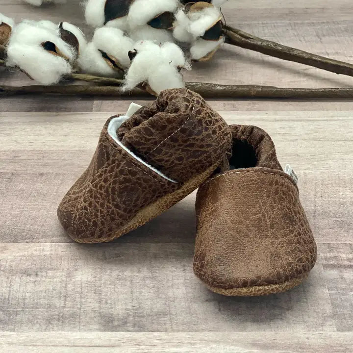 Chocolate Suede Baby Moccasins