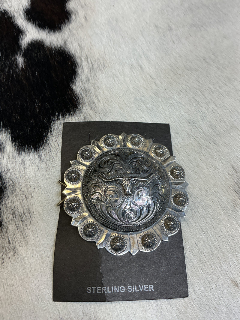 Sterling Silver El Paso Longhorn Concho Barrette