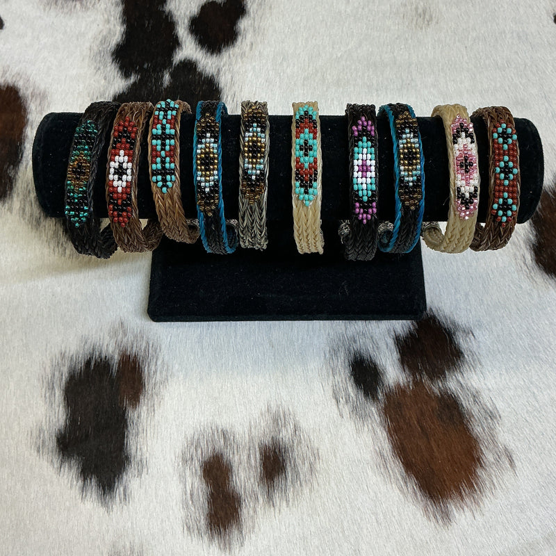 Braided Horsehair Bracelet w/Overlaid Beads