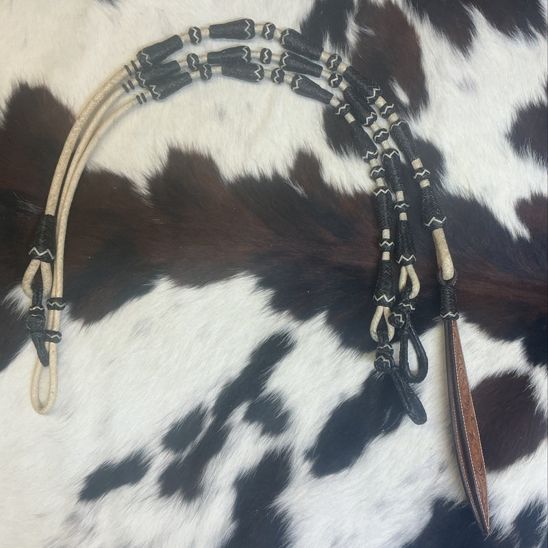 12 Plait Bell Button Reins & Romal