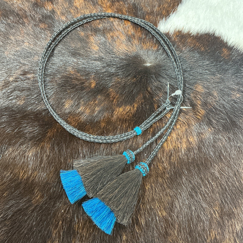 Braided Horsehair Stampede String w/Colored Horsehair Tassels