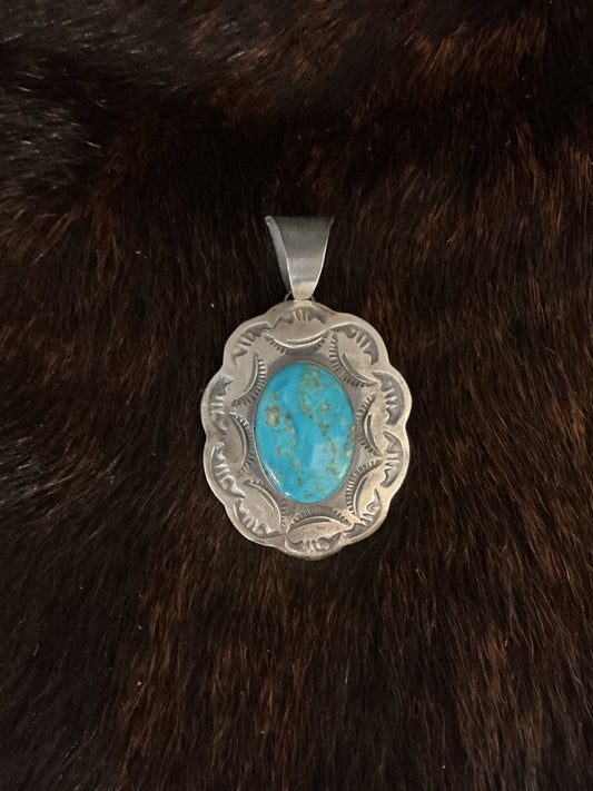 Sterling Silver w/Oval Turquoise Pendant
