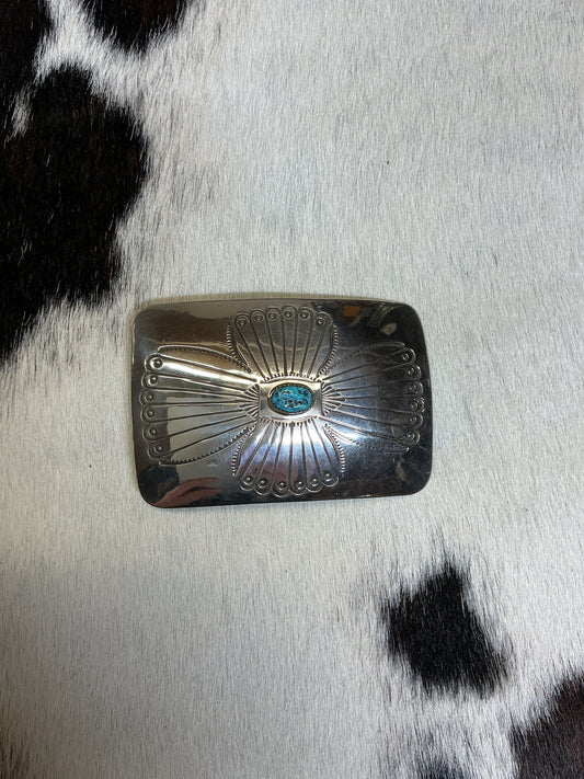 Sterling Silver w/Turquoise Stone Belt Buckle
