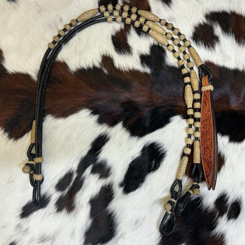 12 Plait Black Oklahoma Reins & Romal