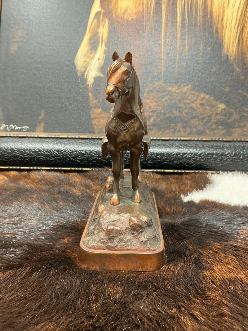 Vintage Coppertone Horse on Pedestal