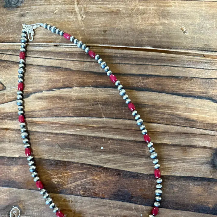 Navajo Pearls with Red Coral
