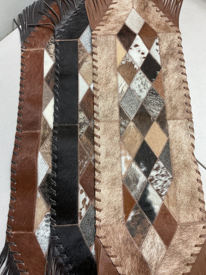 Cowhide Diamonds Table Runner- X-Small