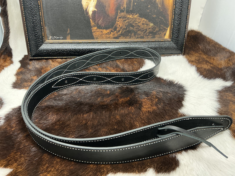 Black Leather Stitched Latigo