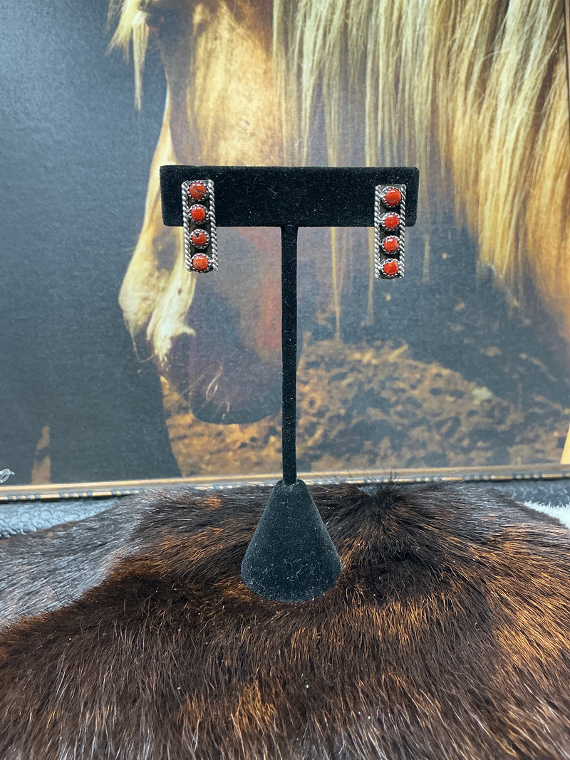 4 Stone Vertical Drop Earrings
