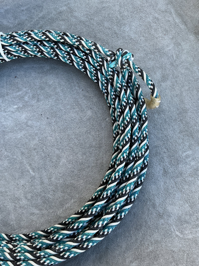 5/16" 60' Waxed Cotton - Teal , Black & White