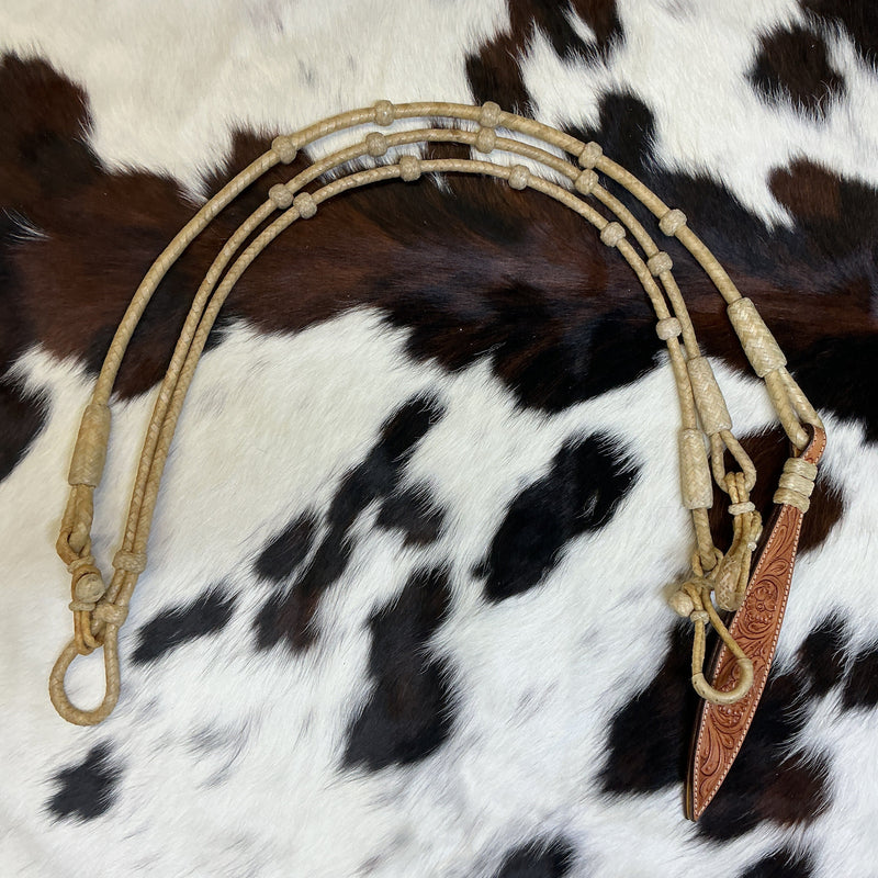8 Plait 15 Button Natural Reins & Romal