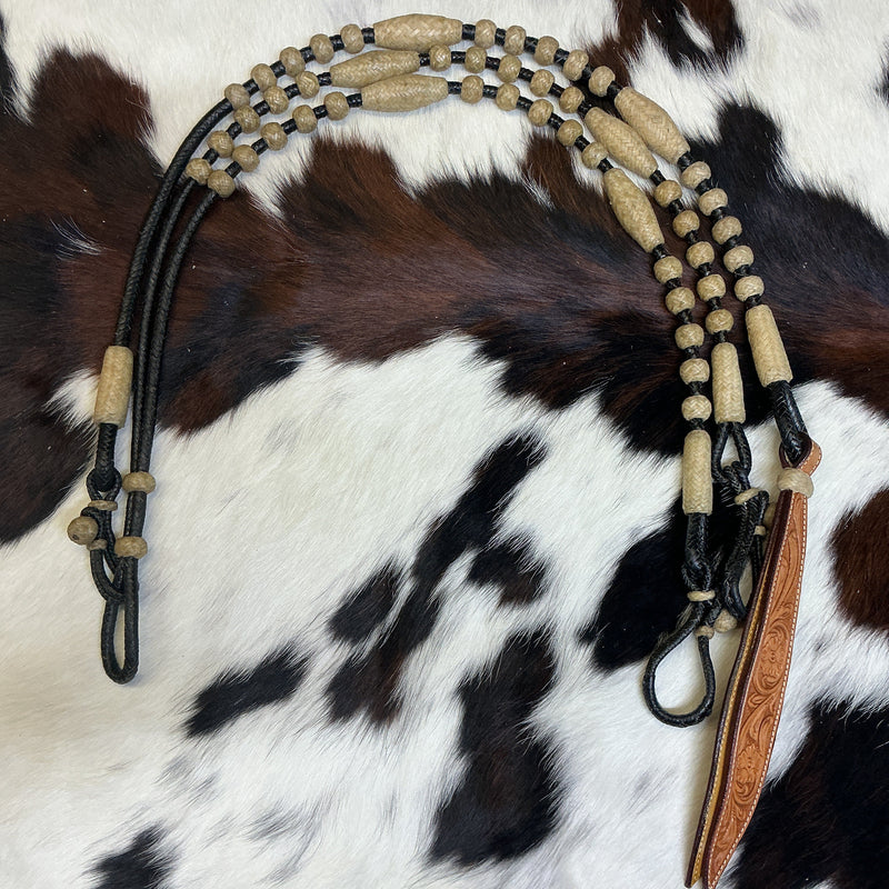 12 Plait Black Oklahoma Reins & Romal