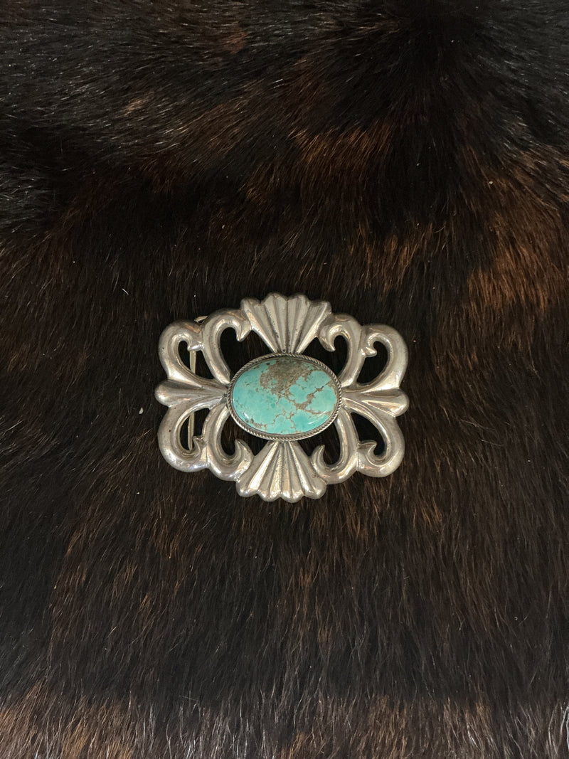 Sterling Silver w/Turquoise Belt Buckle