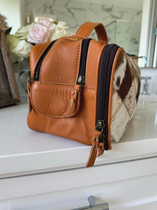 Cowhide Cosmetic Travel Bag