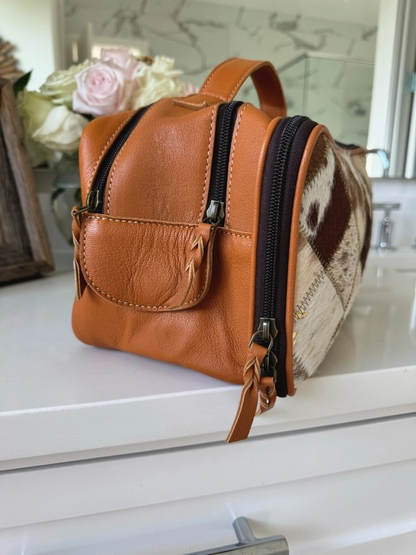 Cowhide Cosmetic Travel Bag