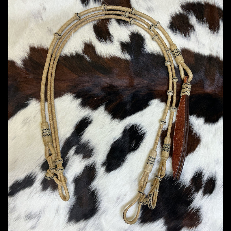 8 Plait 15 Button w/Accents Romal Reins
