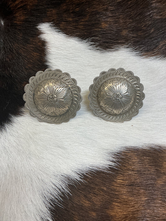 Vintage Sterling Silver 2 1/4" Wood Screw Conchos