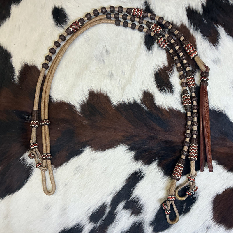 36 Plait Oklahoma Colored Buttons w/Accents Reins & Romal
